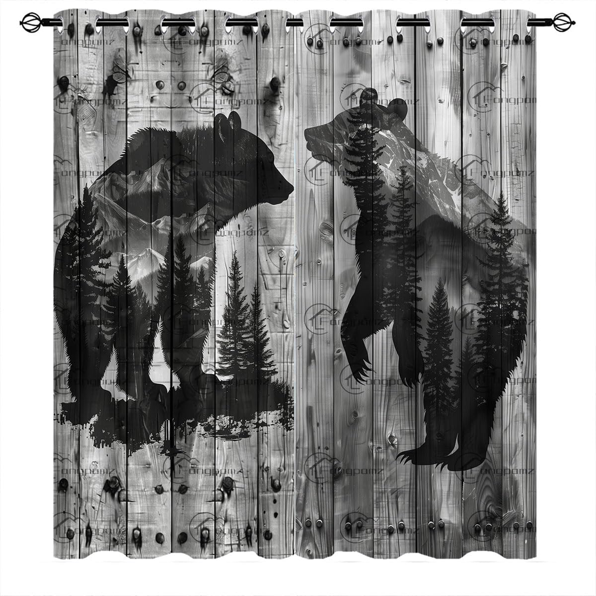 Bear Animals Window Curtains for Kids Bedroom Decor