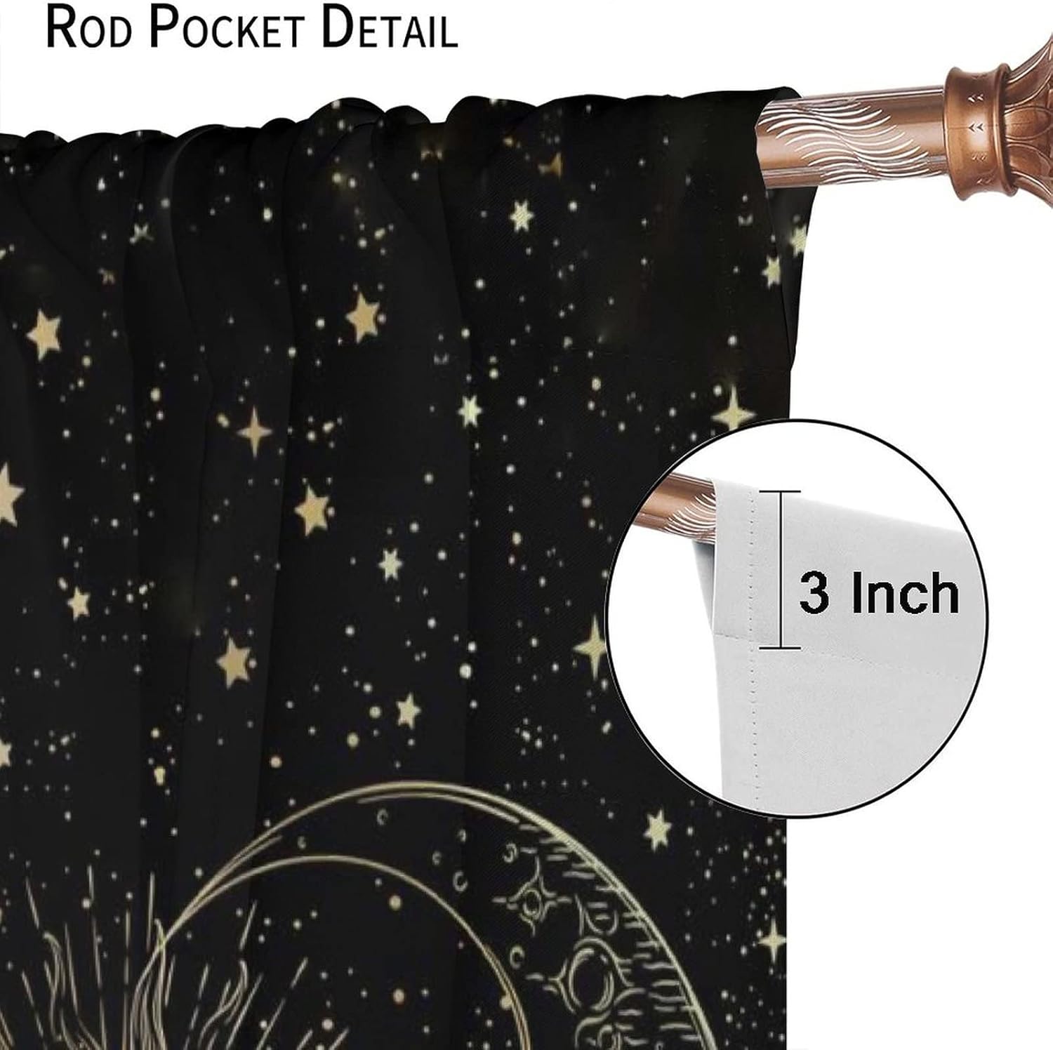 NC Sun Moon Stars Art Curtain 42x45in