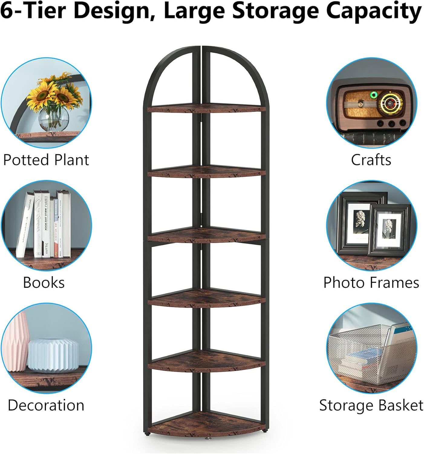 Tribesigns 6 Tier Corner Shelf 71 Inch Tall