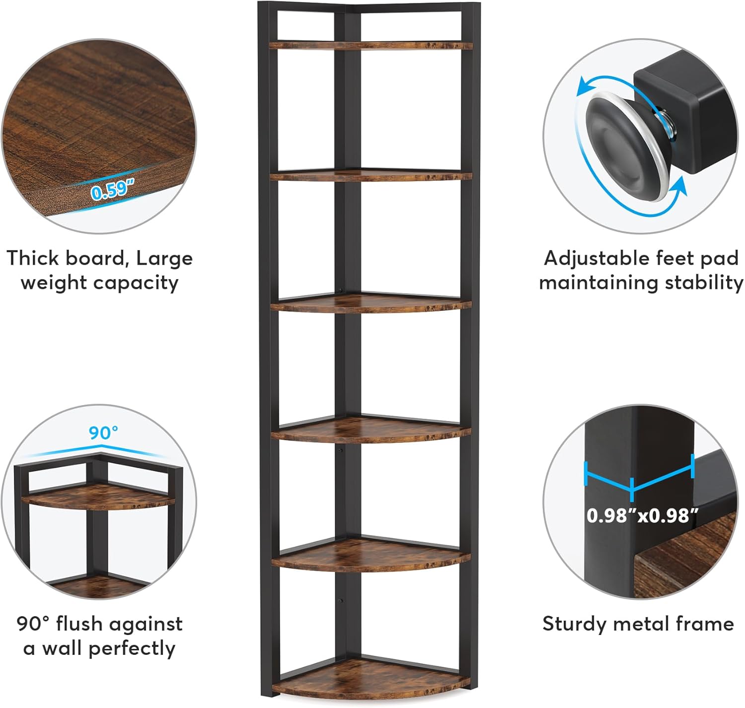 Tribesigns 6 Tier Corner Shelf Bookcase Storage Unit