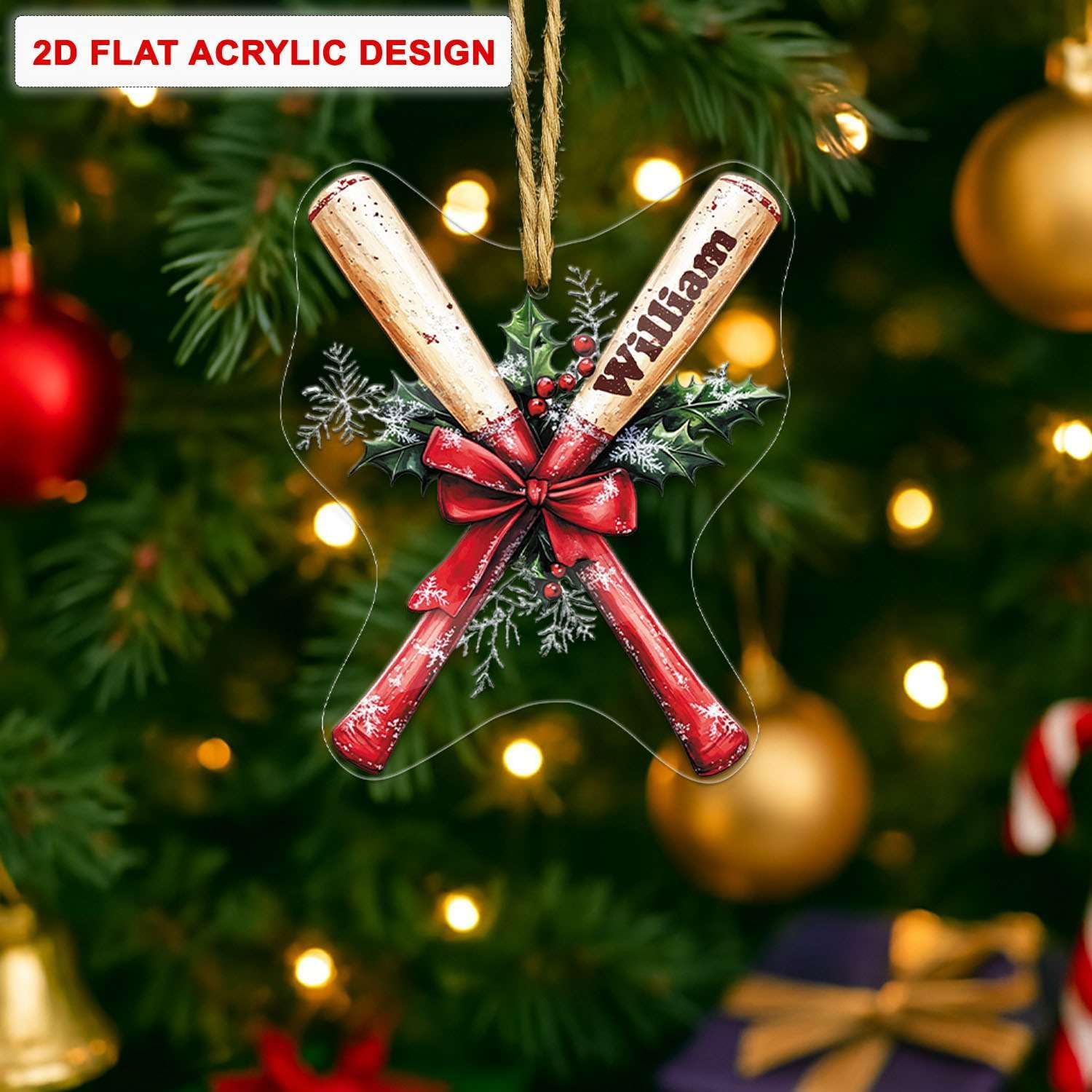 Custom Name Badminton Hanging Ornament 2D Acrylic Christmas Decoration