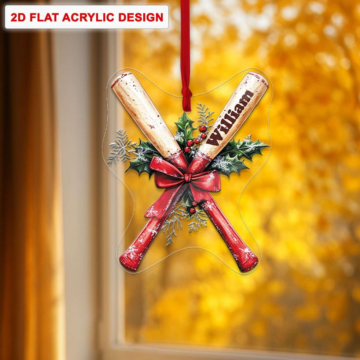 Custom Name Badminton Hanging Ornament 2D Acrylic Christmas Decoration