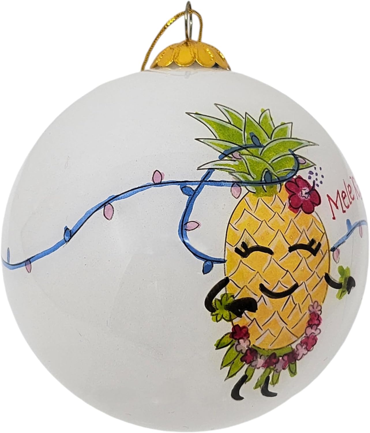 Happy Aloha Pineapple Hula Cheer Christmas Ornament