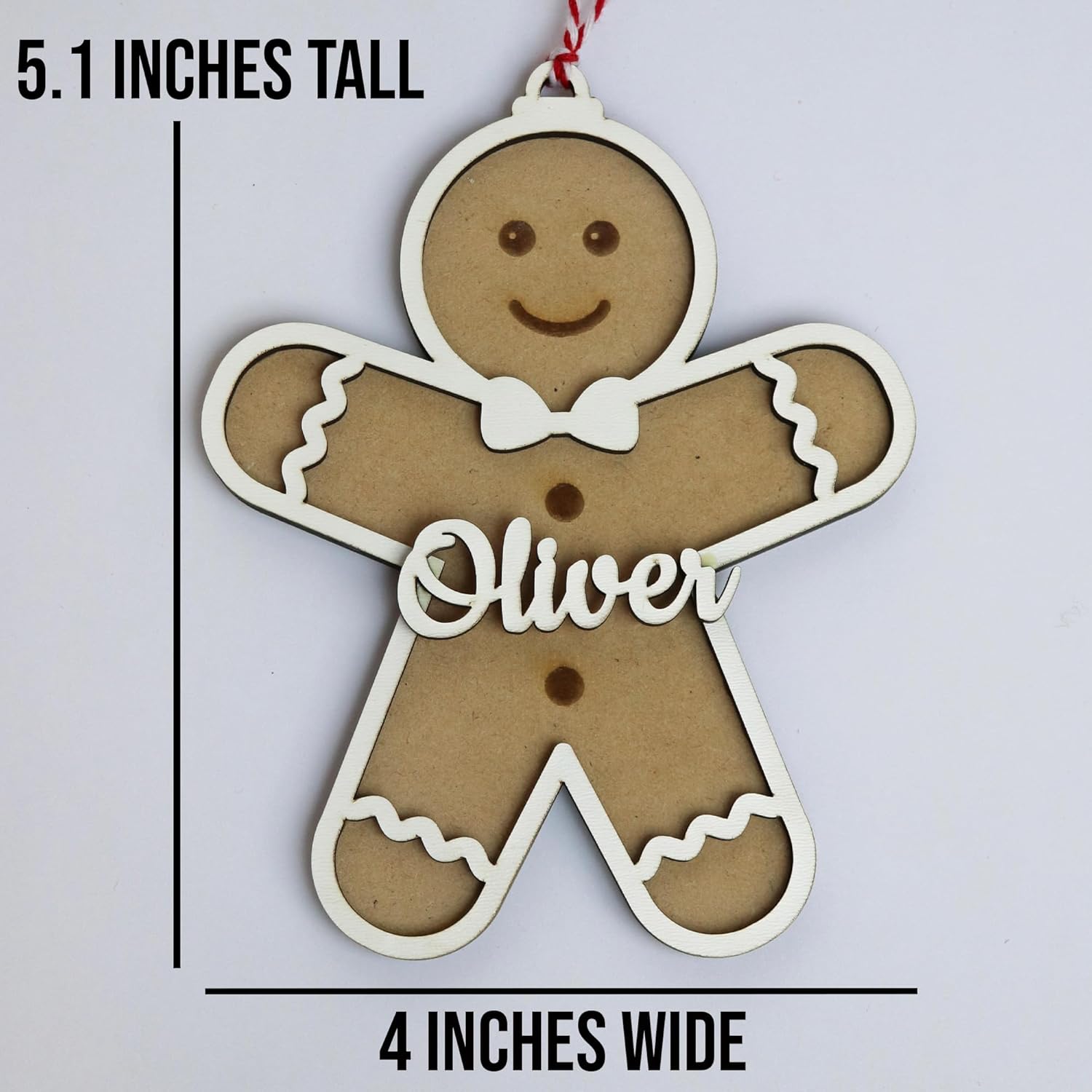 Personalized Gingerbread Name Christmas Ornament for Family Tree