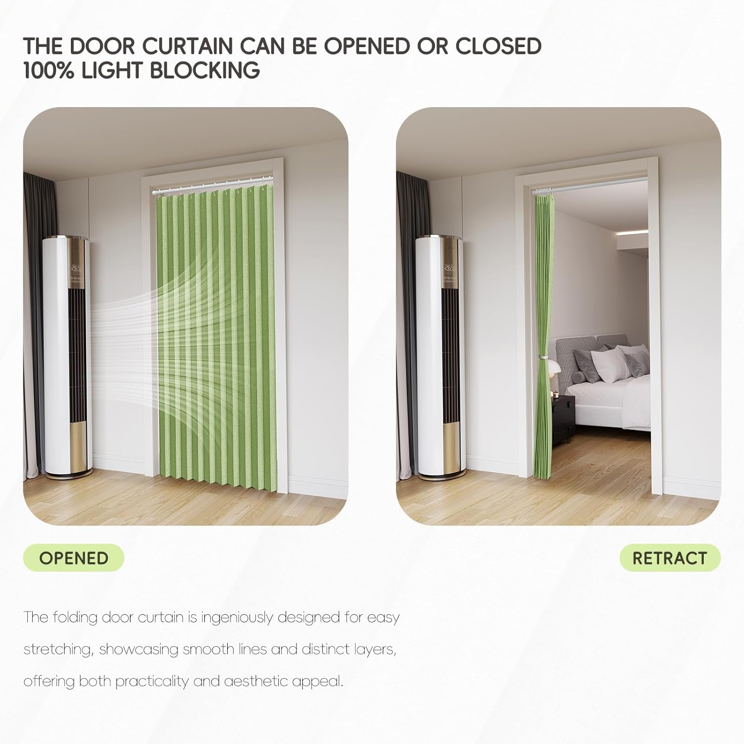 Jilron Blackout Door Curtain Linen Style 1 Panel W52 x L78 Green