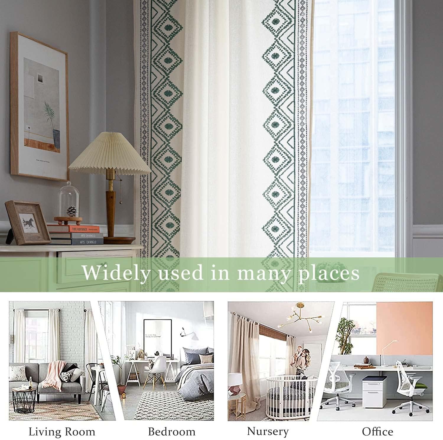 ColorBird Linen Curtain Set 2 Panels Sage Green