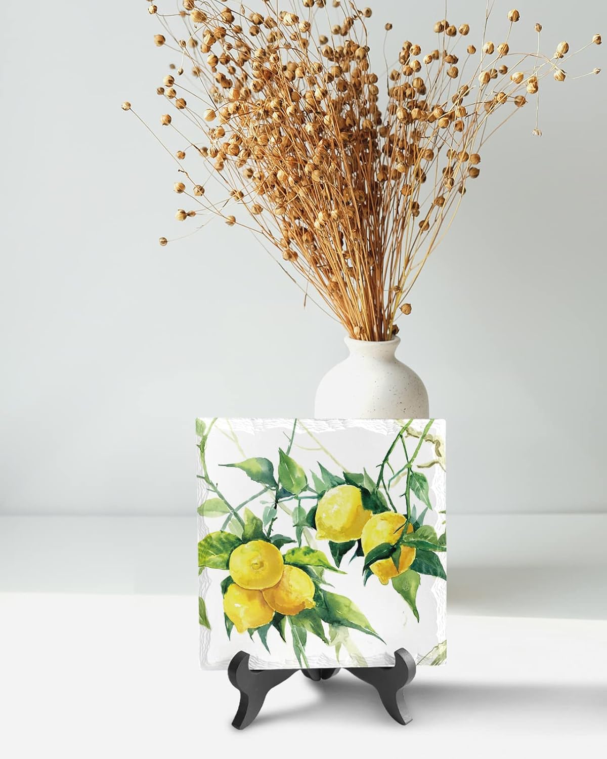 Elegant Ceramic Ornament with Black Stand and Golden Latch