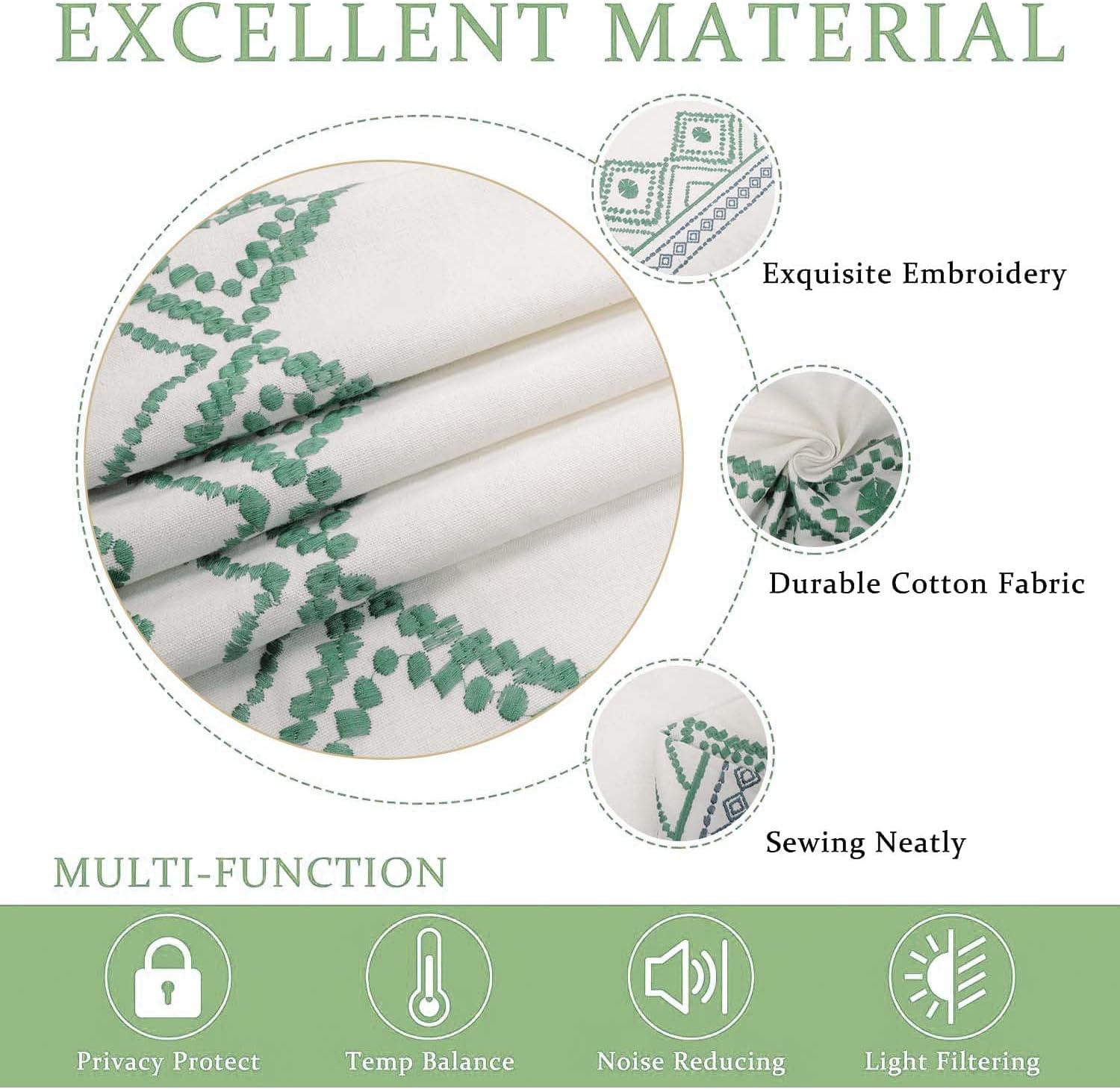 ColorBird Linen Curtain Set 2 Panels Sage Green