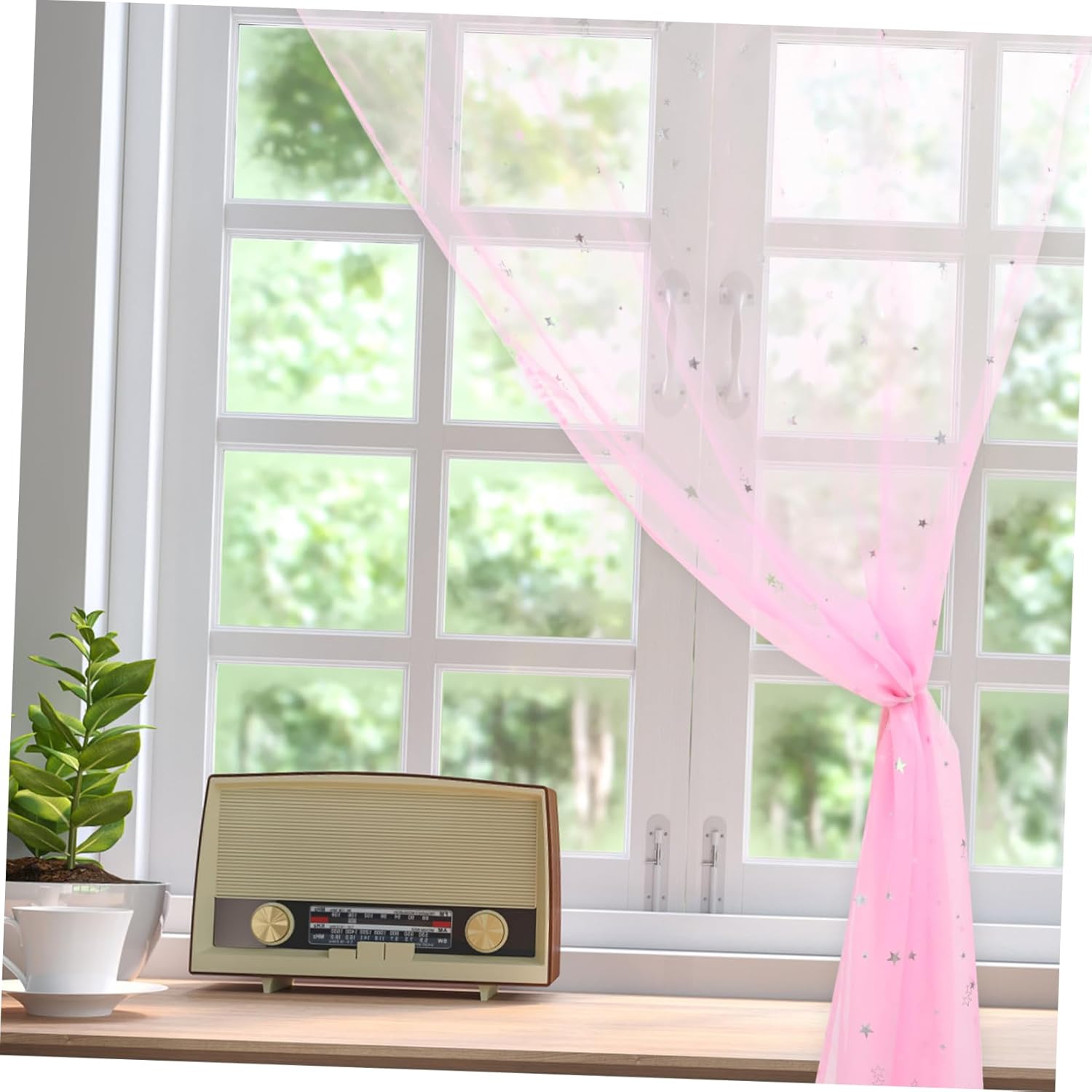 Stars Pattern Sheer Curtain for Living Room