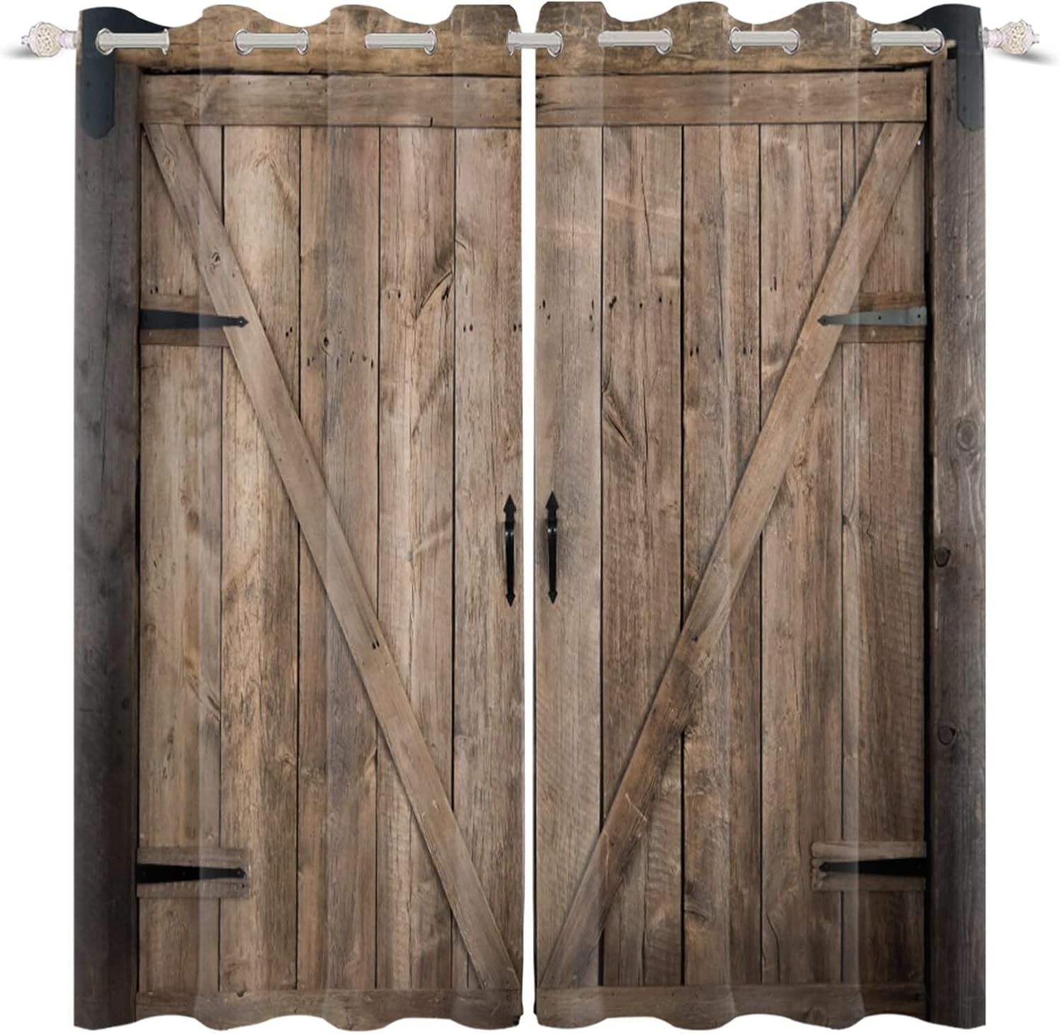 Yeele Rustic Wooden Barn Door Blackout Curtains Set of 2 Panels