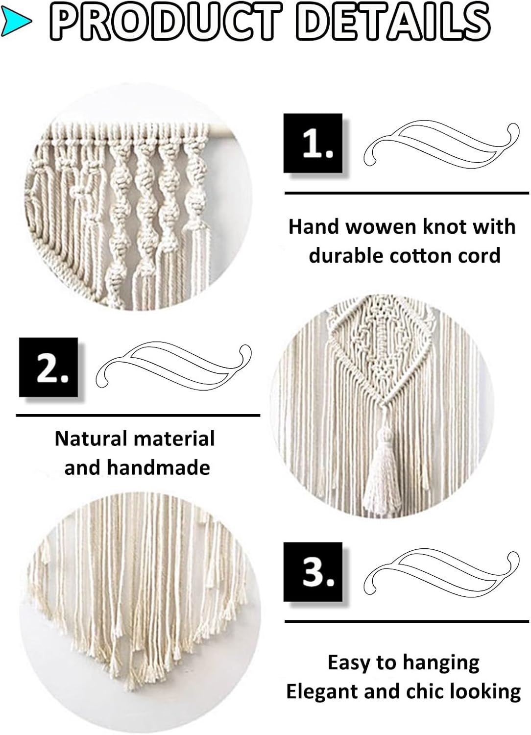 Macrame Curtains Cotton Long Wall Hanging Panels