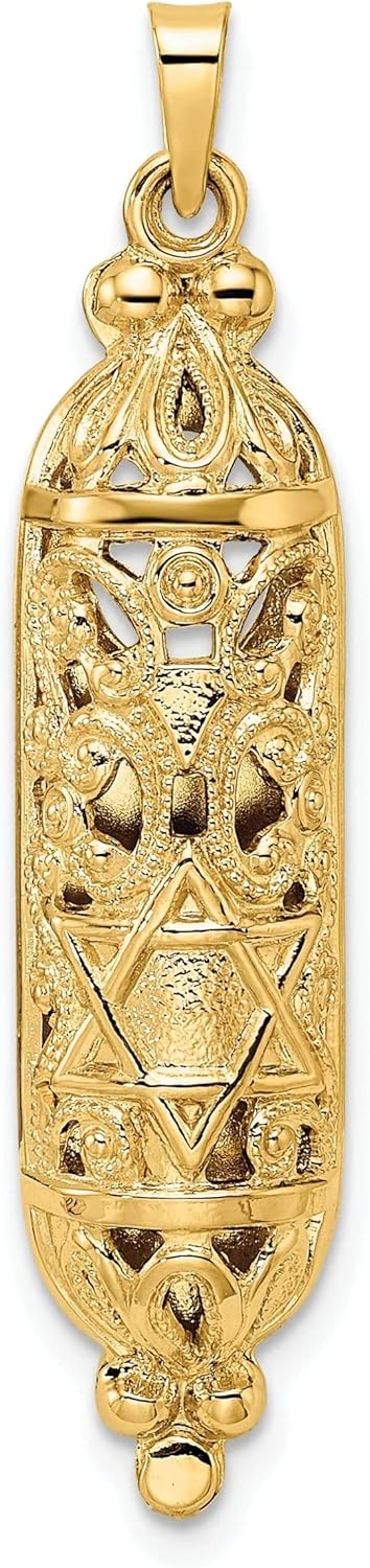 Bijou 14k Yellow Gold Mezuzah Star Pendant