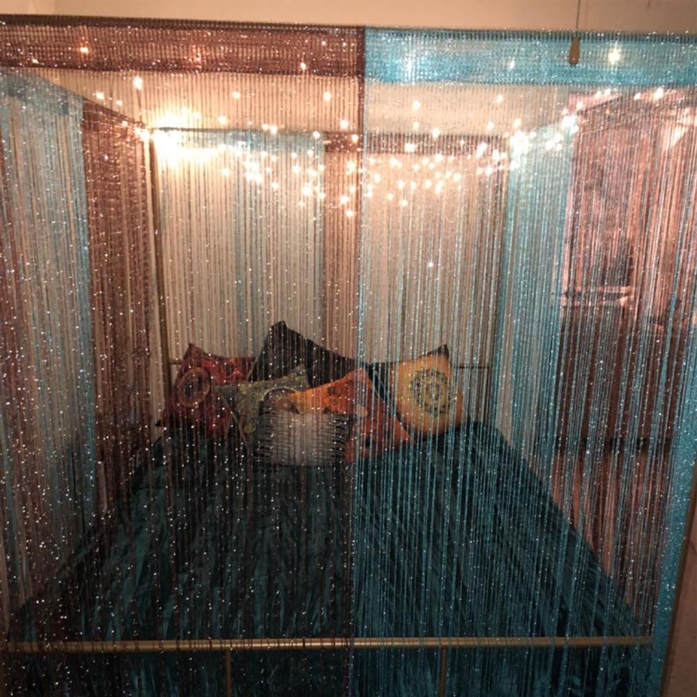 Silver Thread Screen Curtain for Doorways 39x79