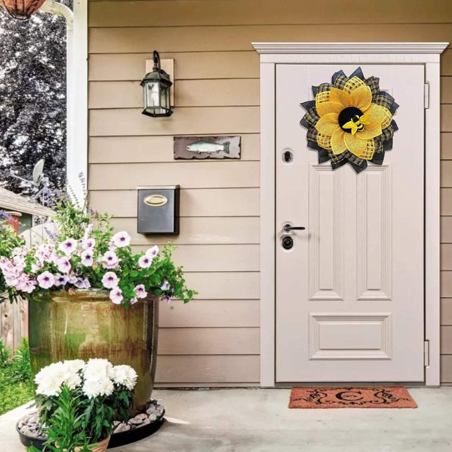 Yellow Sunflower Wreath for Front Door Decor