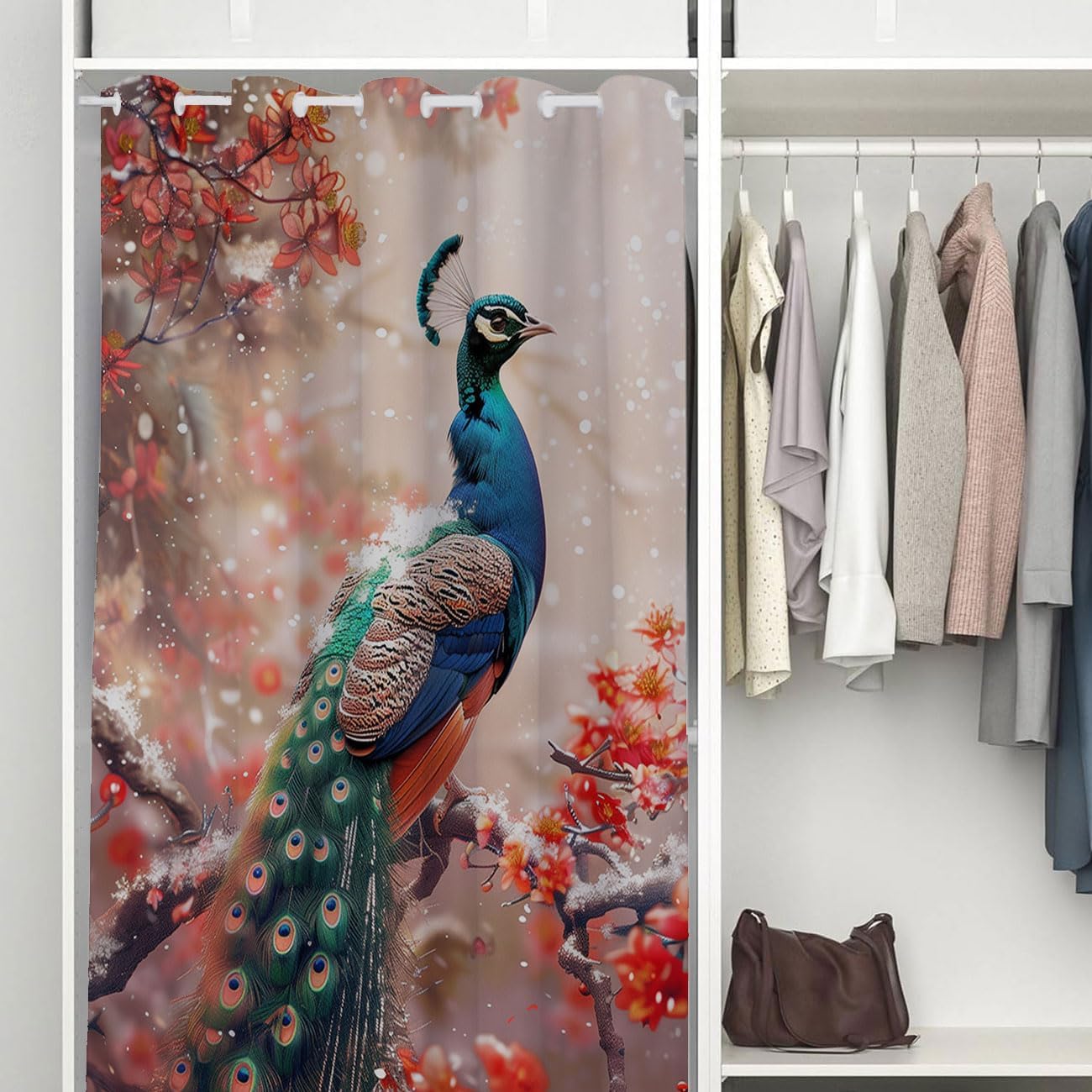 Beautiful Peacock Door Curtain 34x80 Inches 1 Panel