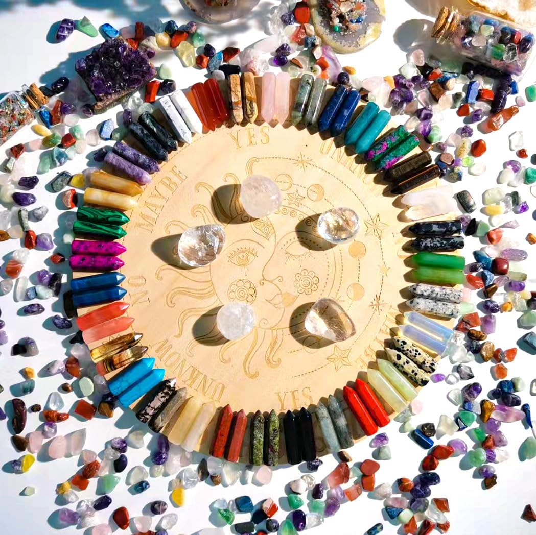 Qinjiejie 64PCS Crystal Wands Stones Set