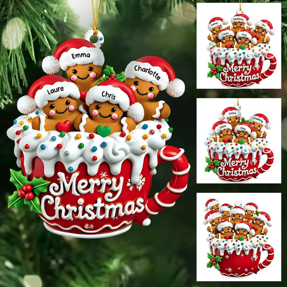 LASFOUR Personalized Gingerbread Family Ornament
