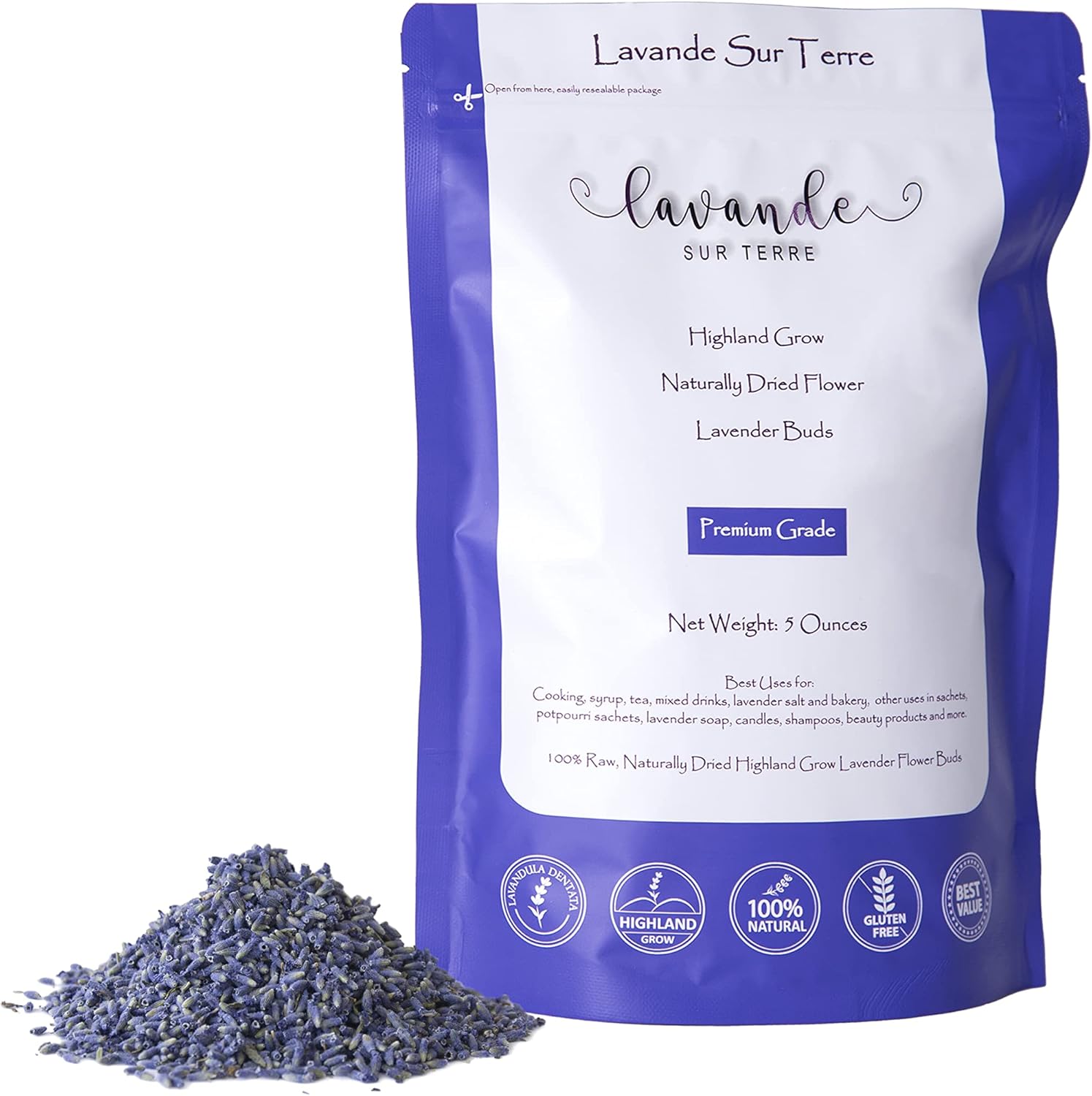 Lavande Sur Terre Dried Lavender Flower Buds 5 Ounces
