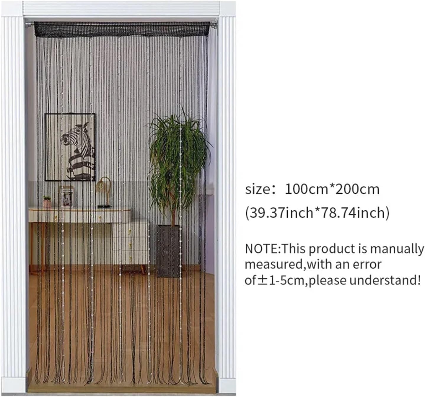 Black Beaded Curtain Door Divider 100x200cm