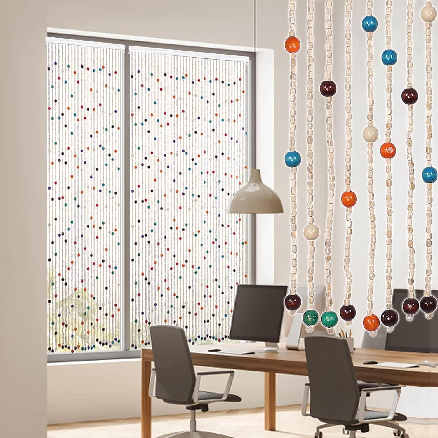 Natural Wood Bamboo Beaded Curtain for Doorway Entrance