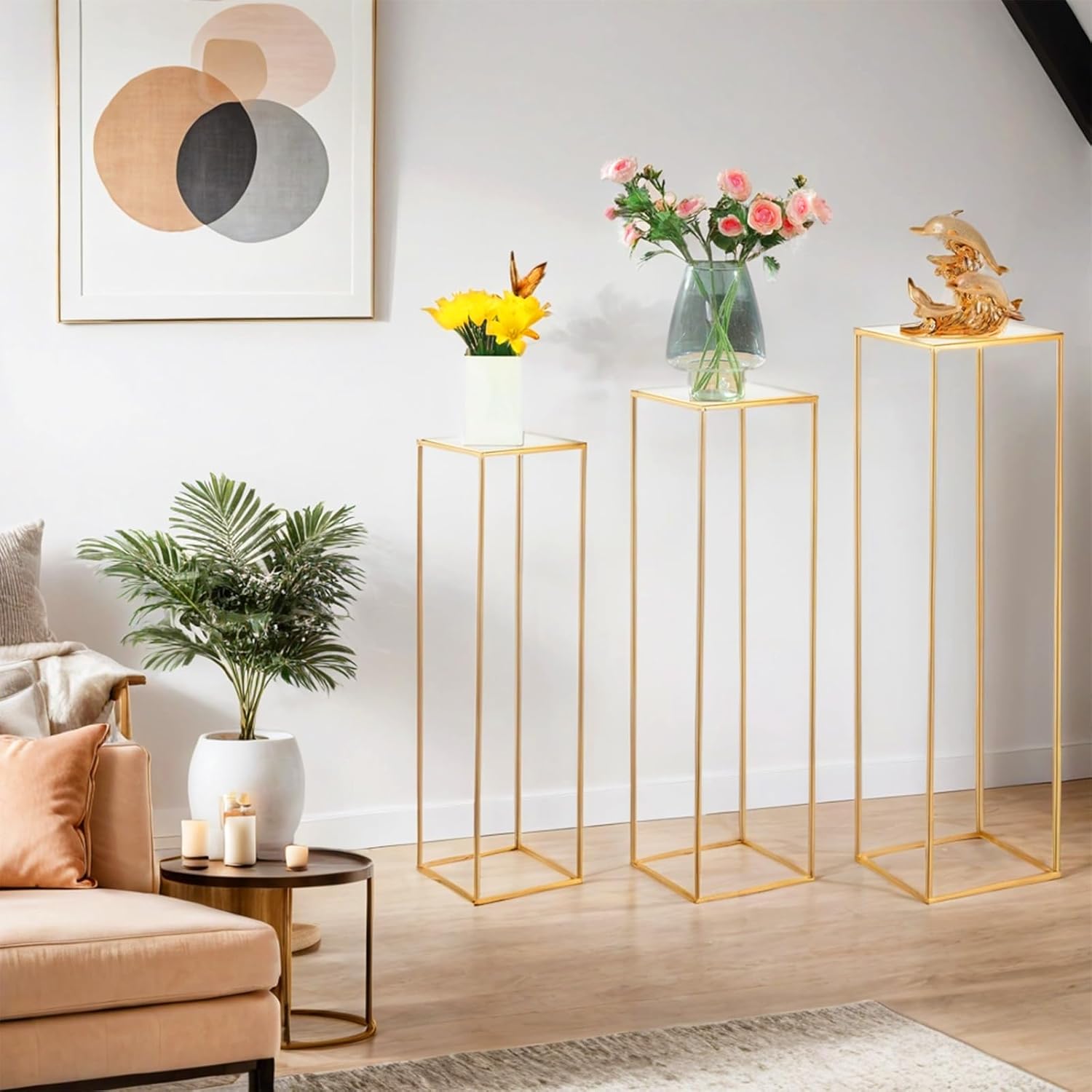 3PCS Square Cylinder Pedestal Stand for Parties