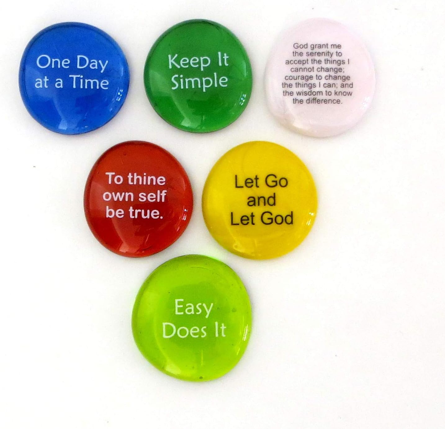 Lifeforce Glass Recovery Stones with 12 Step Sayings