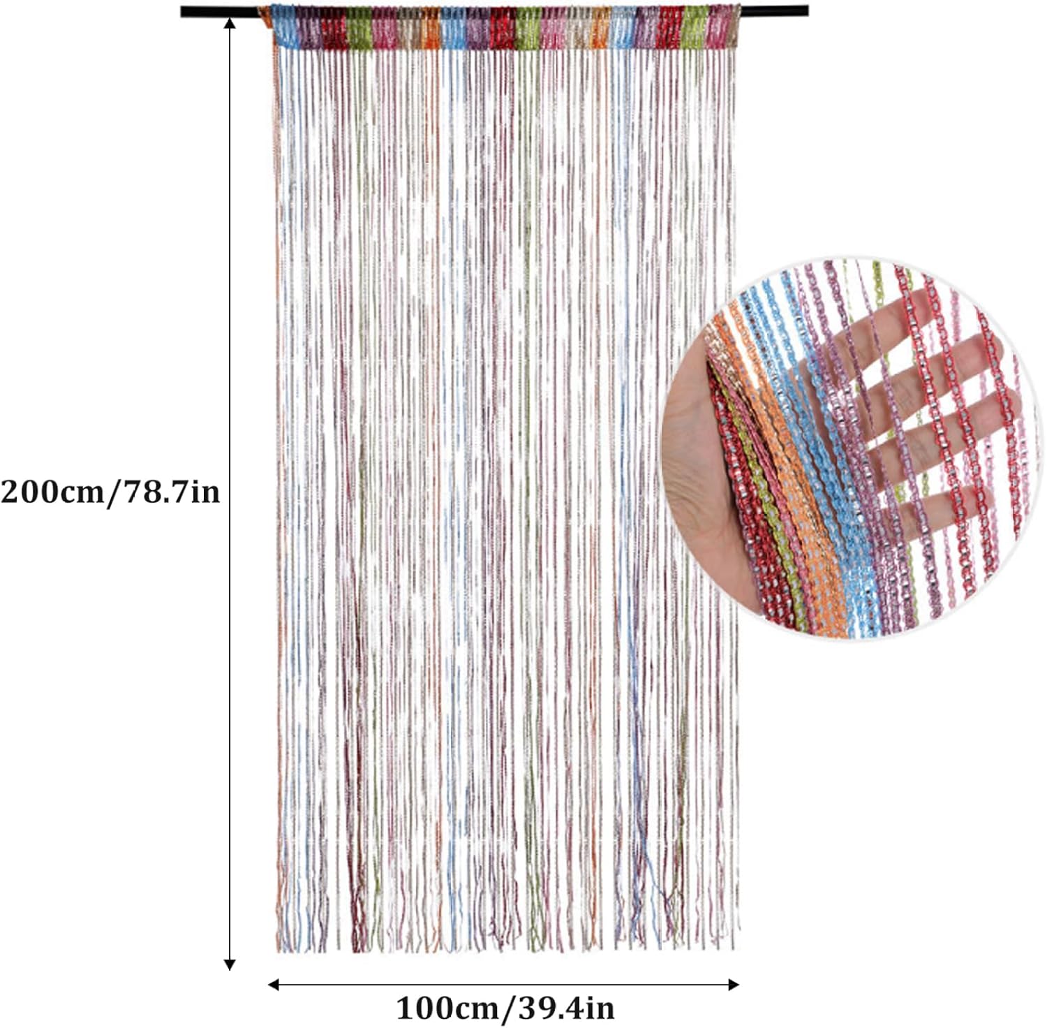 Tassel Style Door Curtain with Rainbow Colors