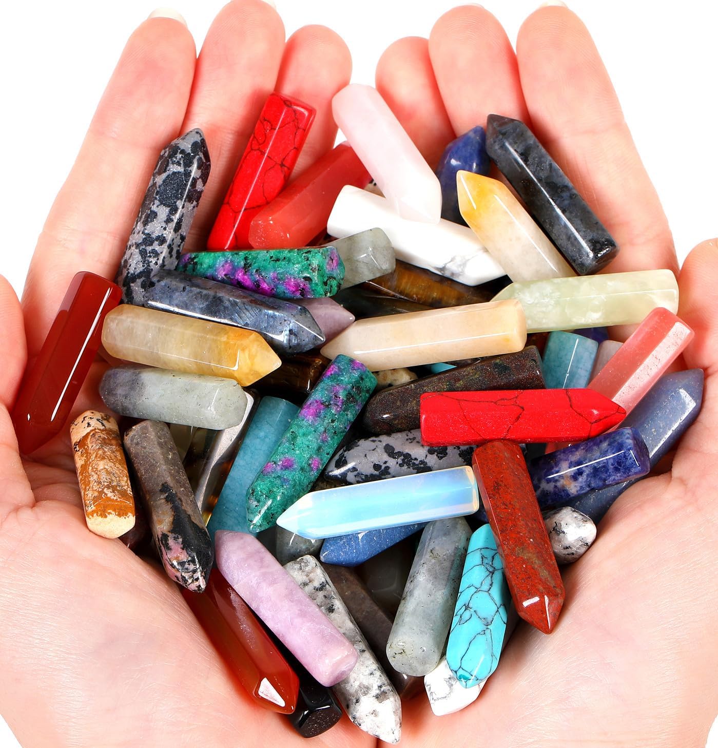 Qinjiejie 64PCS Crystal Wands Stones Set
