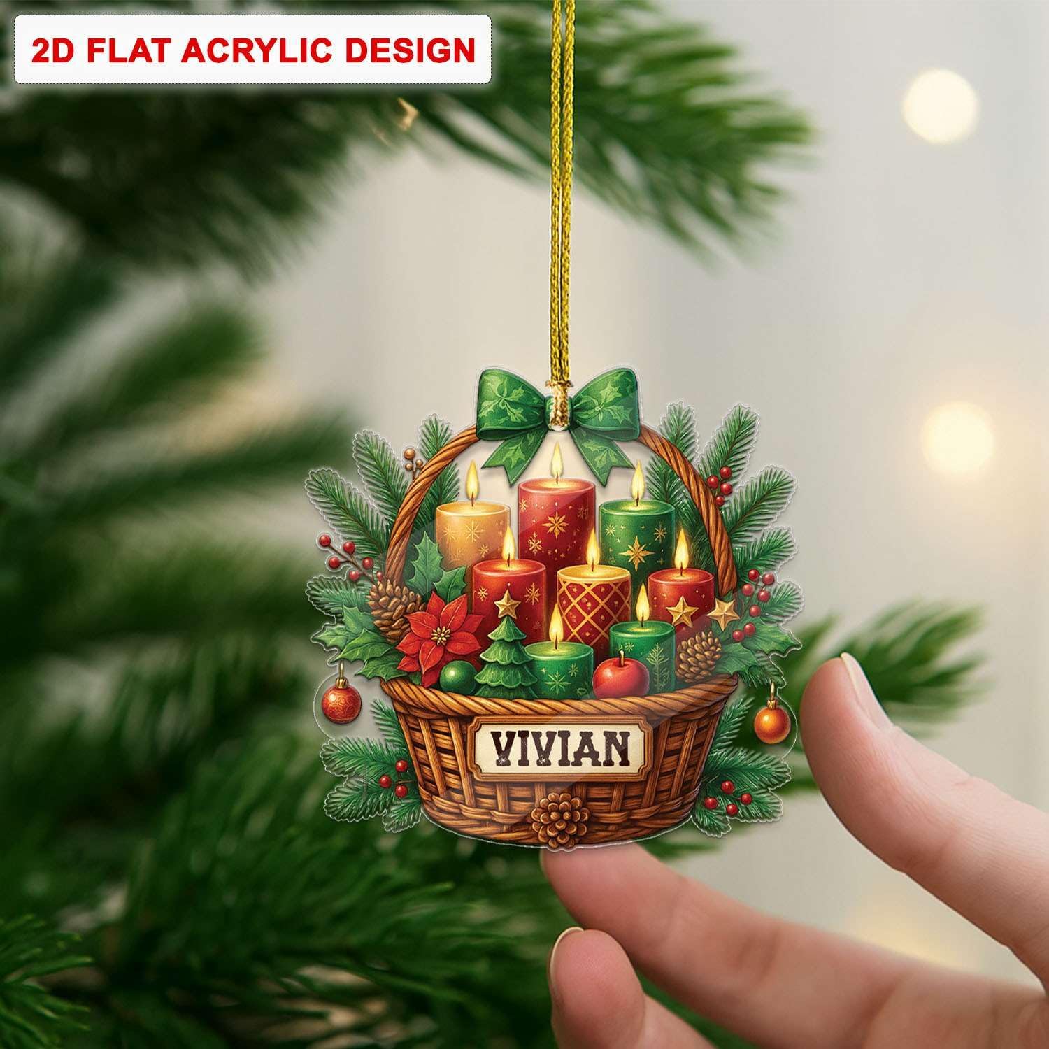 Custom Name Candle Hanging Decoration for Christmas