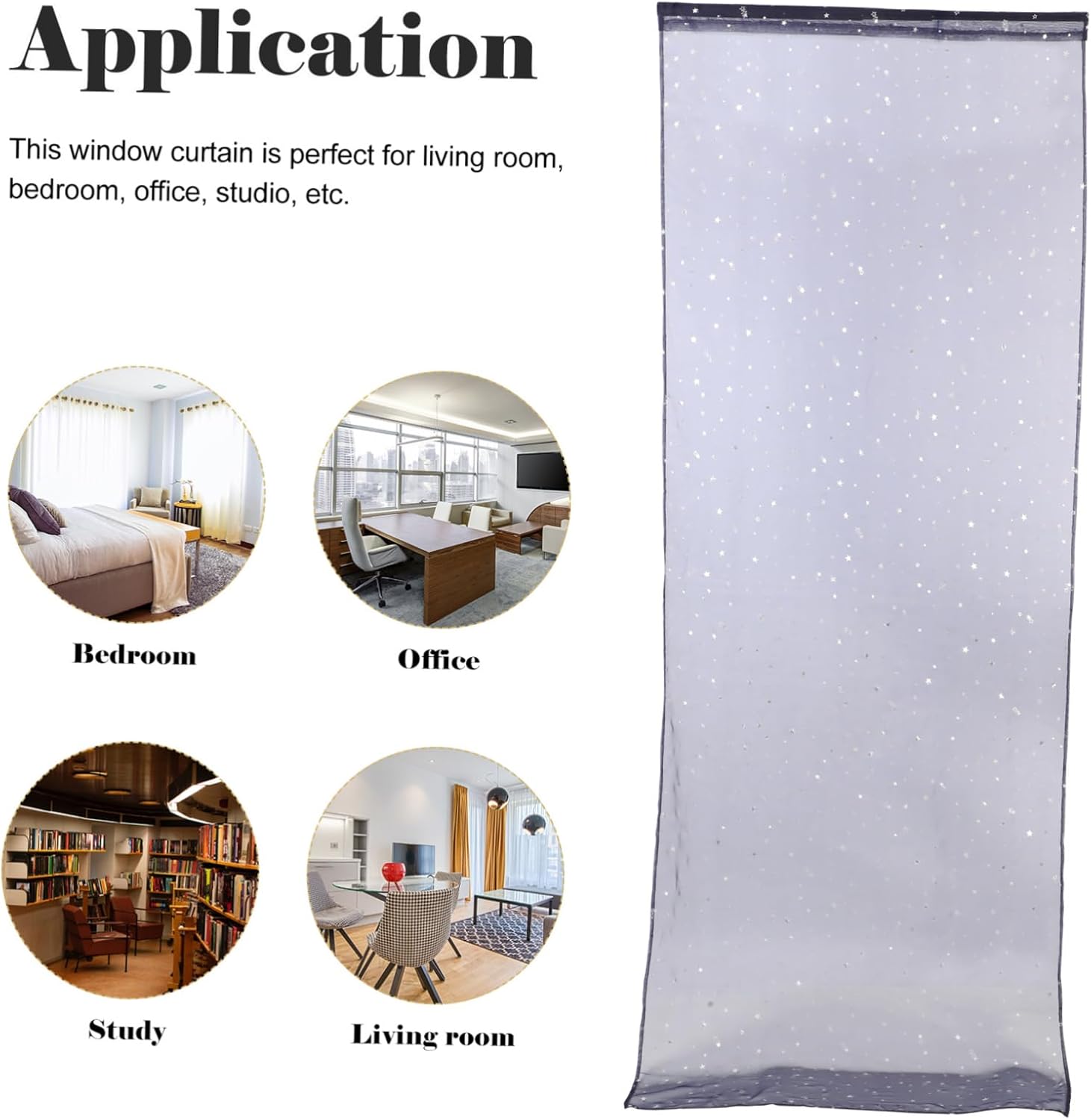 Sheer Star Foil Curtains with Grommets for Bedroom and Living Room