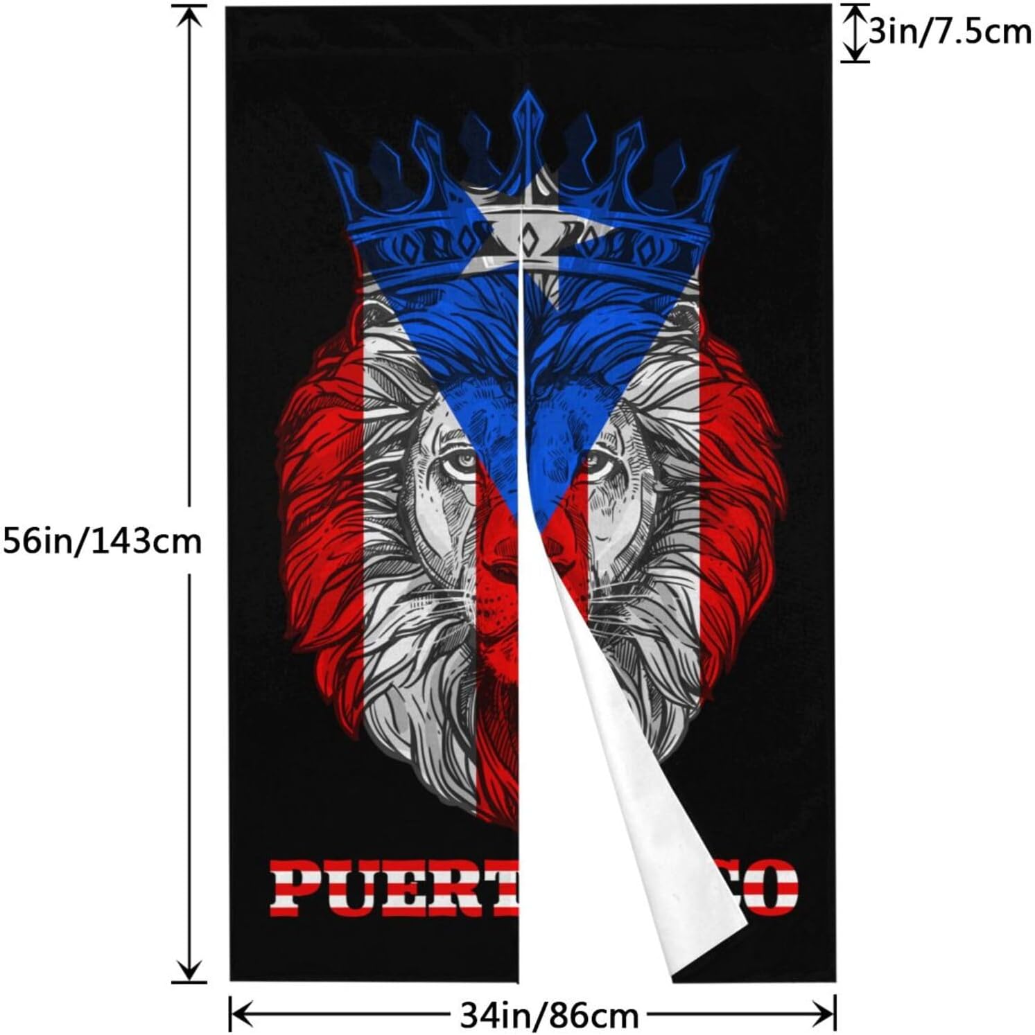 Puerto Rican Flag Door Curtain 34x56 Inch