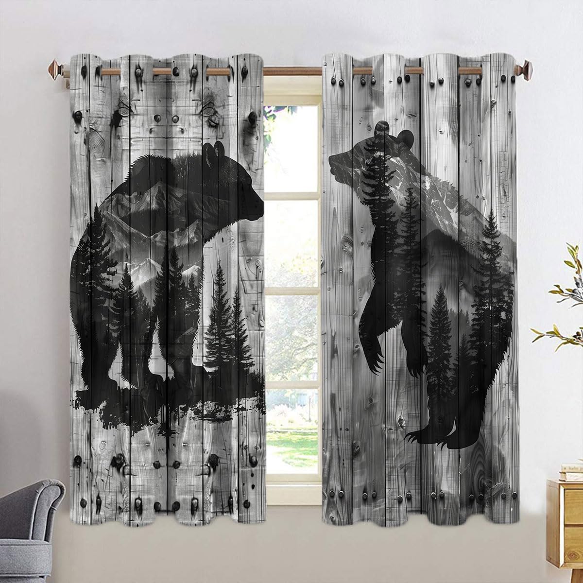 Bear Animals Window Curtains for Kids Bedroom Decor