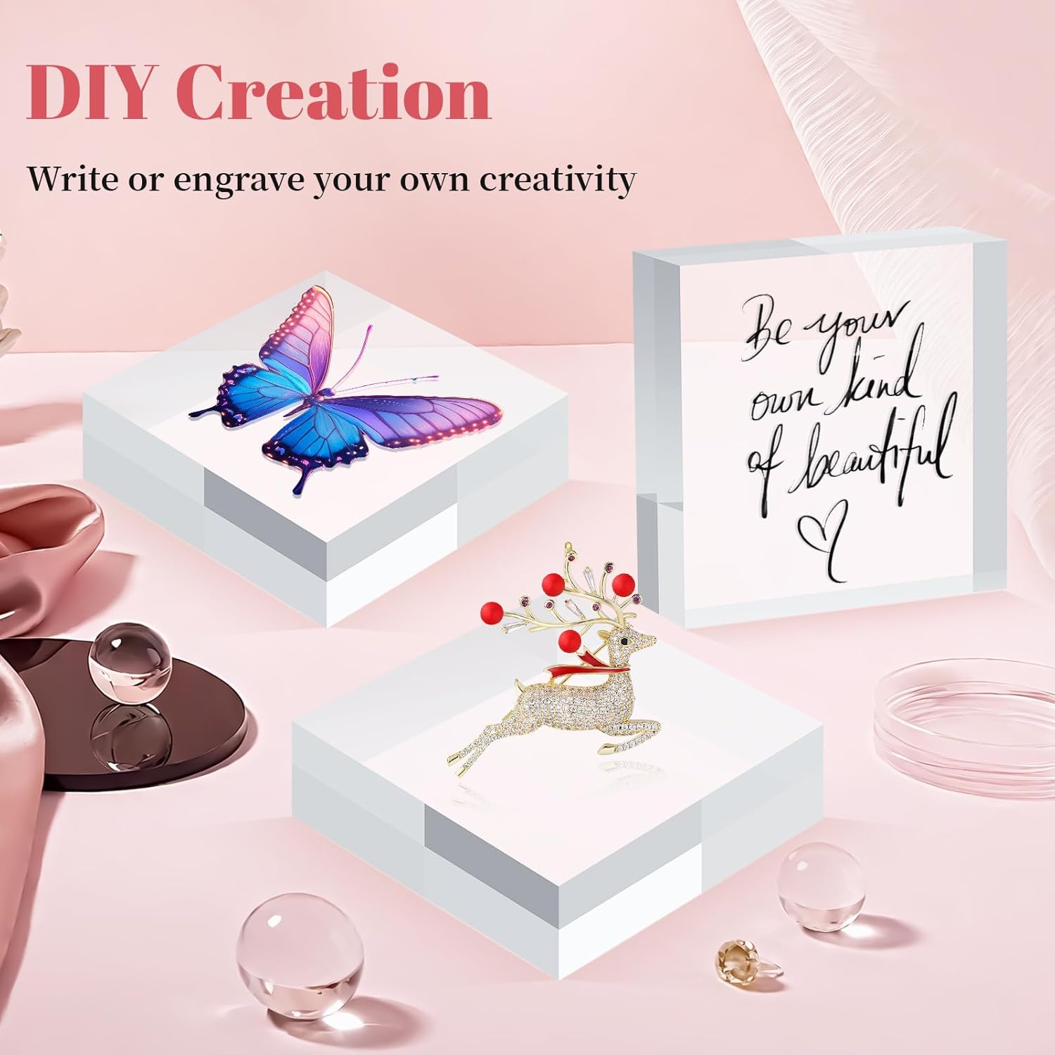 4 Piece Acrylic Display Stand Set for Jewelry and Collectibles