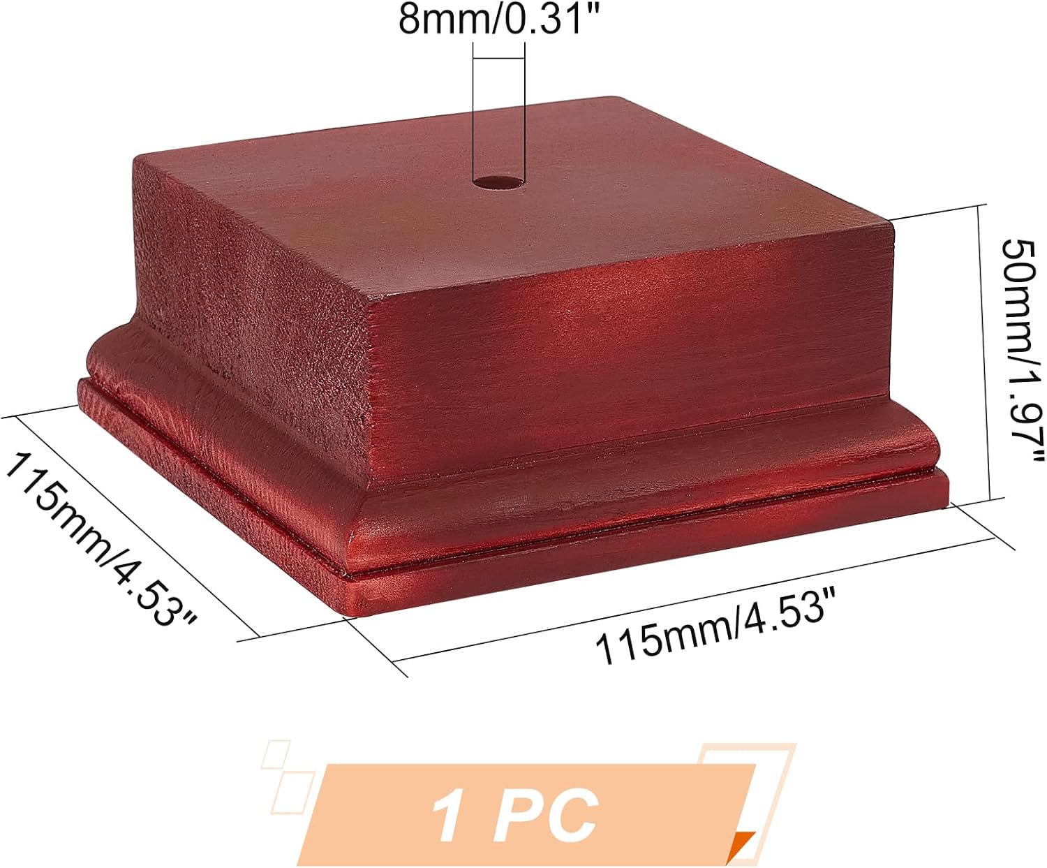 AHANDMAKER Square Dark Red Wooden Display Base