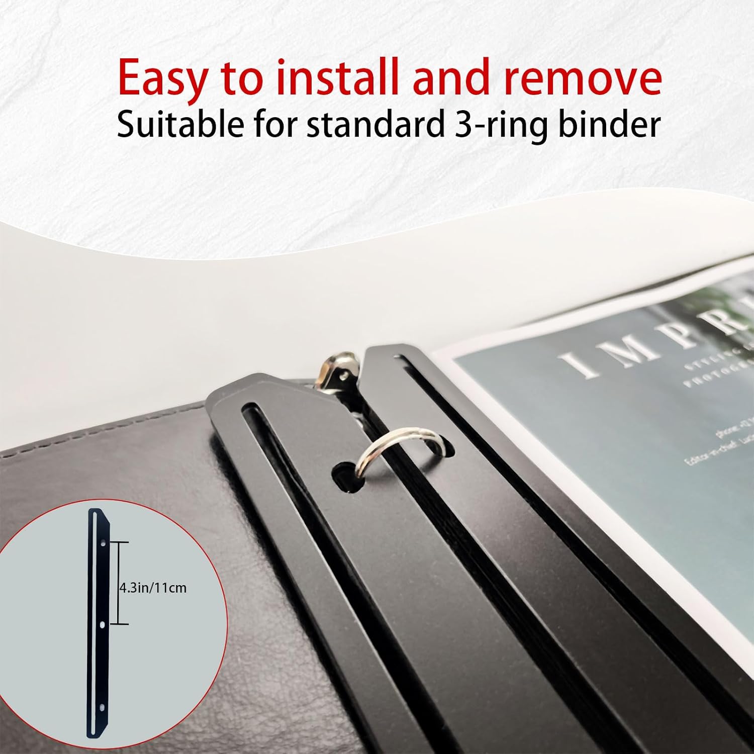 24Pcs Black Magazine Holder For Binder 3 Hole Punched