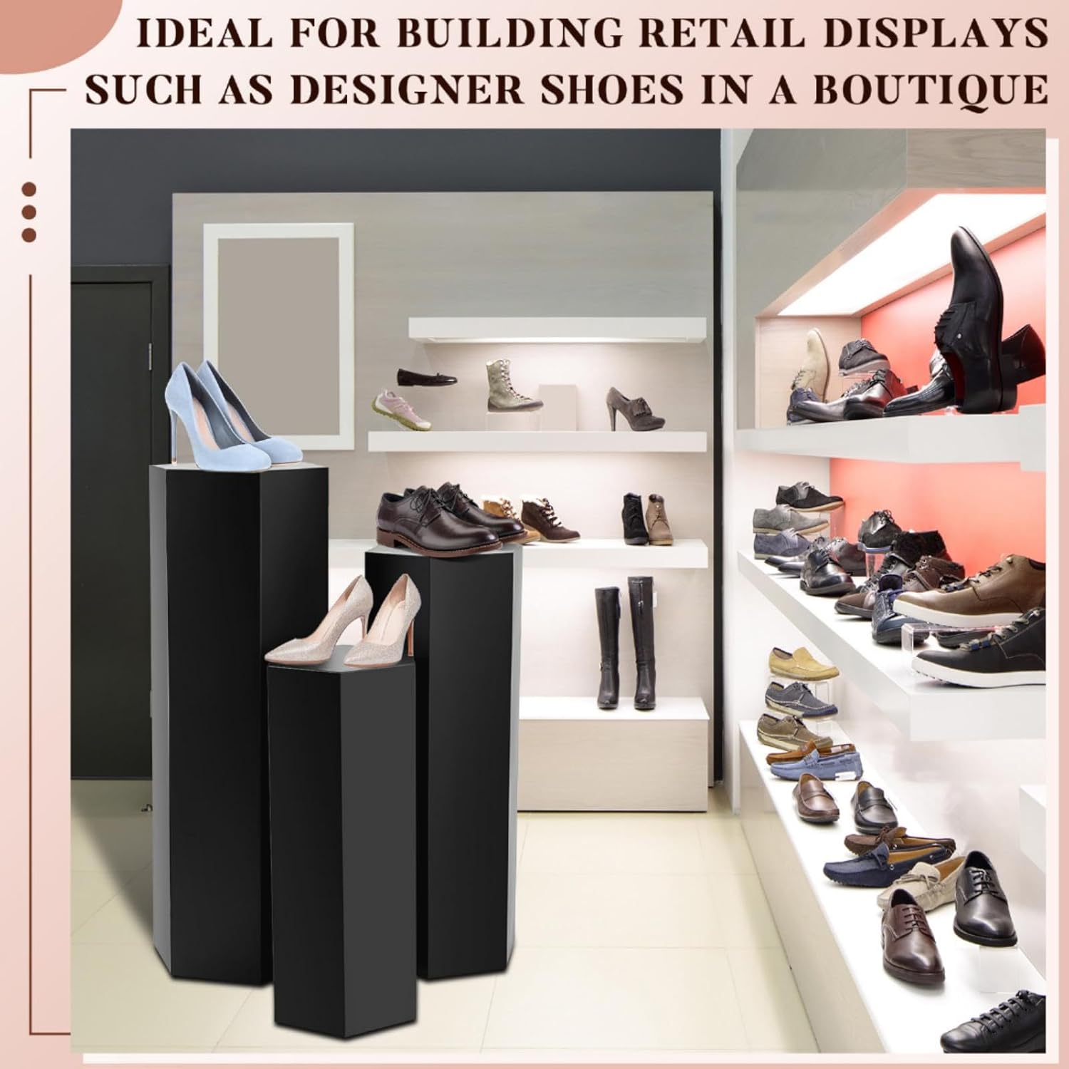 Yaocom 3 Pcs Matte Black Pedestal Stands for Display