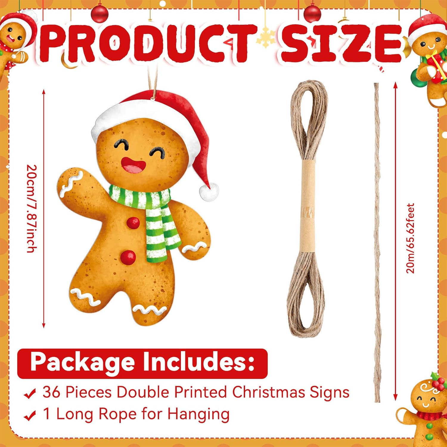 Soaoo 36 Pcs 79 Inch Gingerbread Man Christmas Decorations