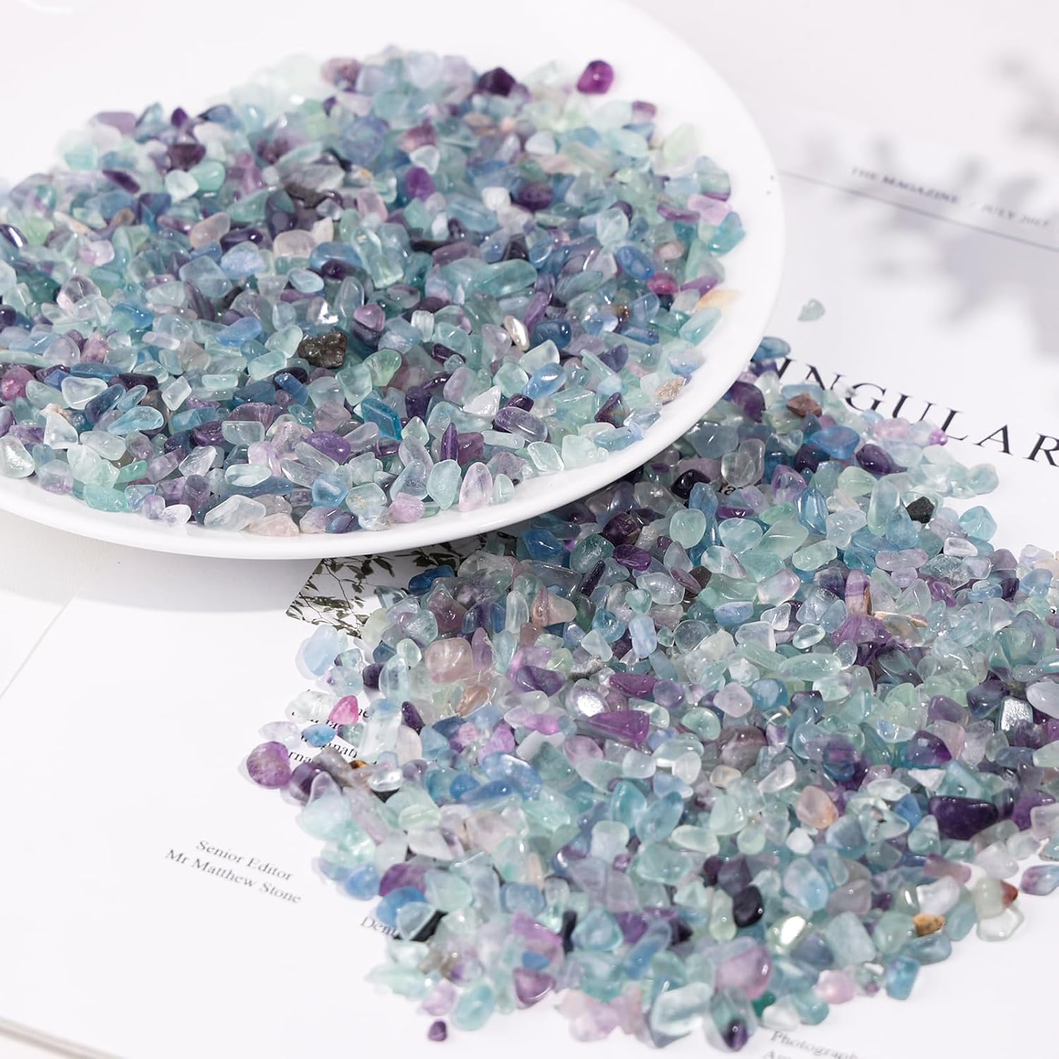 SUNYIK Fluorite Tumbled Chips for Decor and Crafts