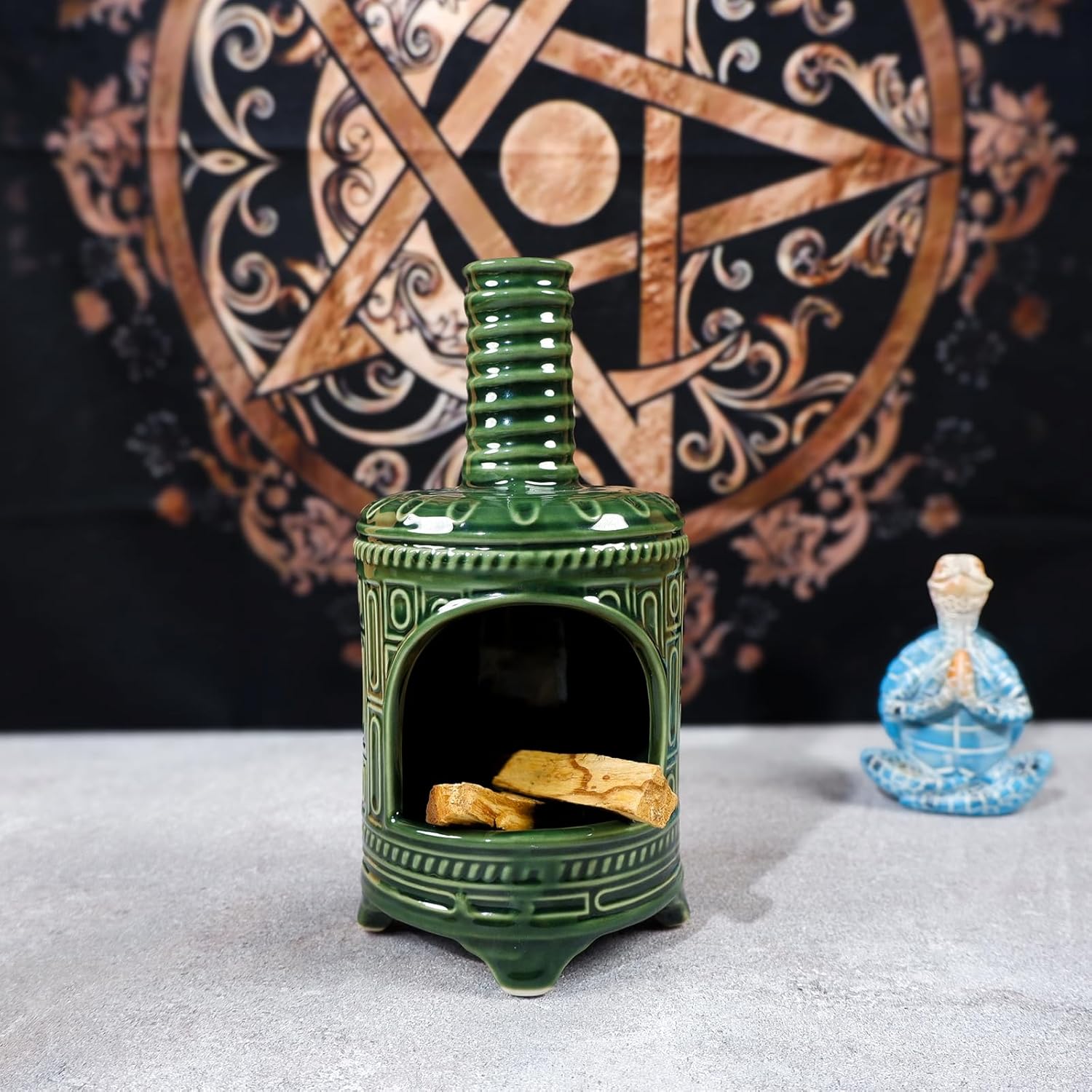 Handmade Ceramic Palo Santo Holder with Mini Chiminea