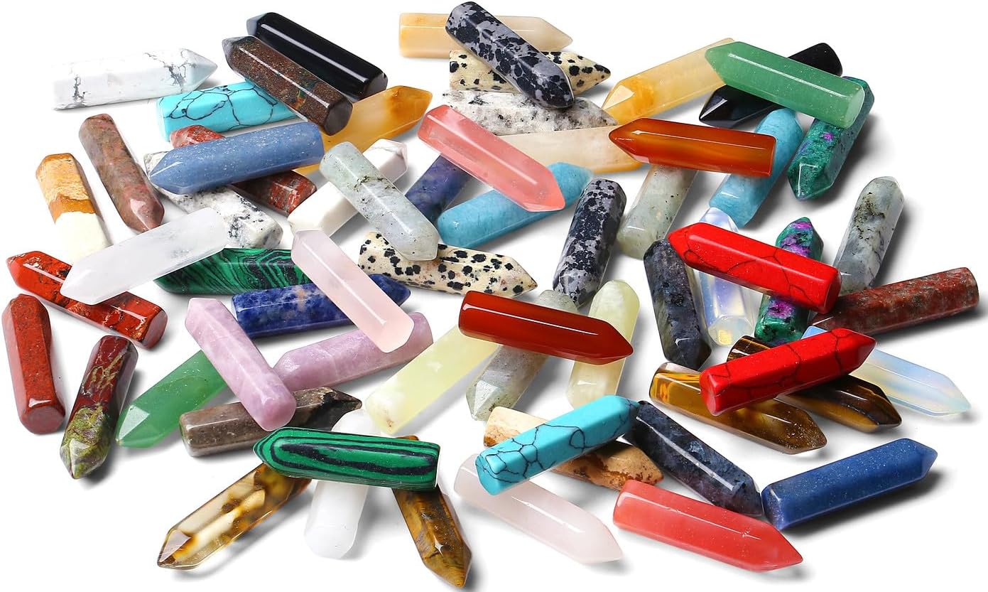 Qinjiejie 64PCS Crystal Wands Stones Set