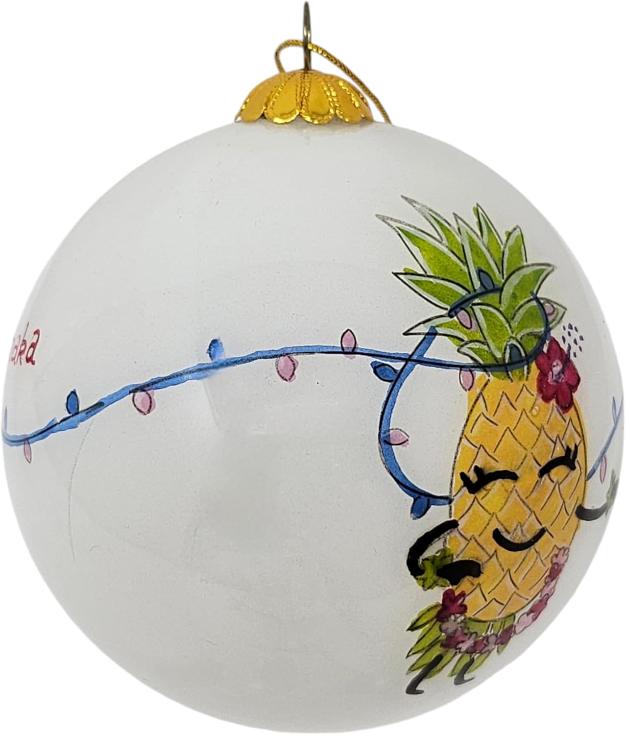 Happy Aloha Pineapple Hula Cheer Christmas Ornament