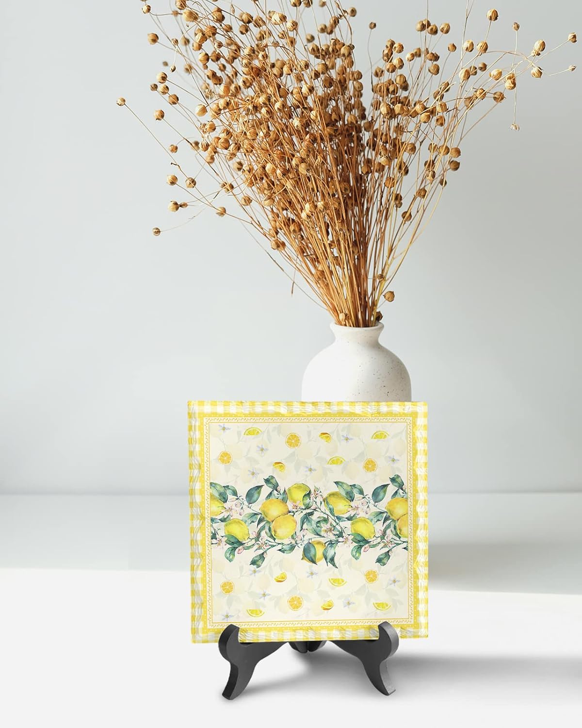 Rustic Lemon Summer Green Leaf Ceramic Desk Ornament 63x63