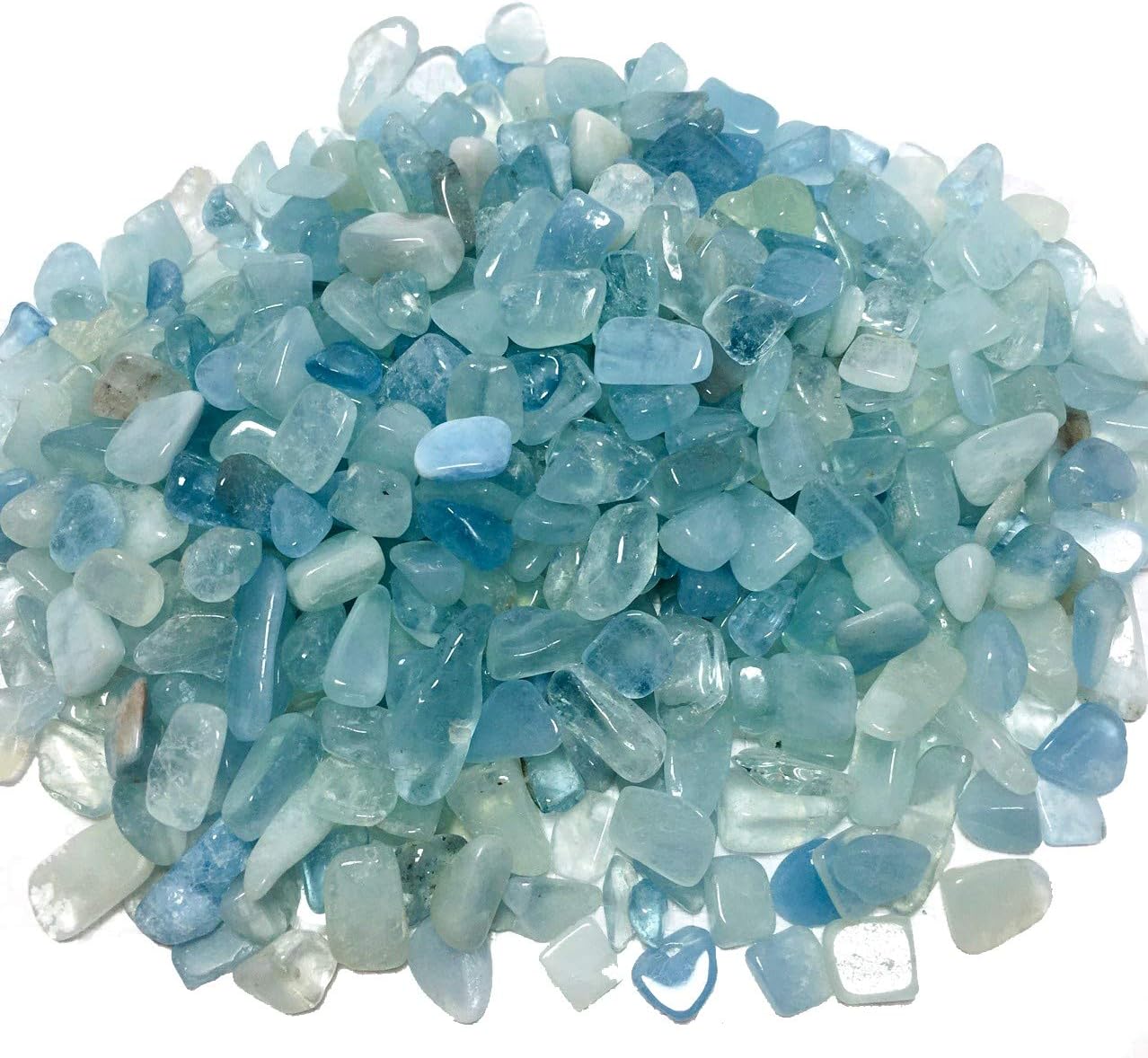 IMALY Aquamarine Tumbled Chips Healing Stones 05lb