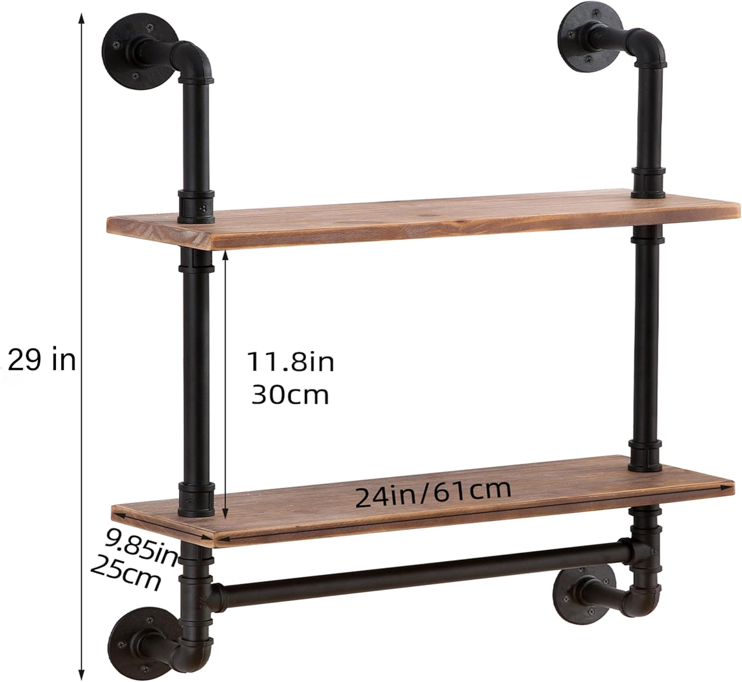 ROGMARS 2 Tier Floating Wall Shelving with Towel Bar