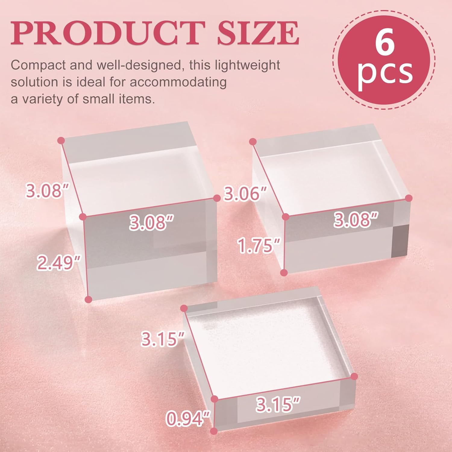 Acrylic Display Stand 6 Pack with 3 Sizes
