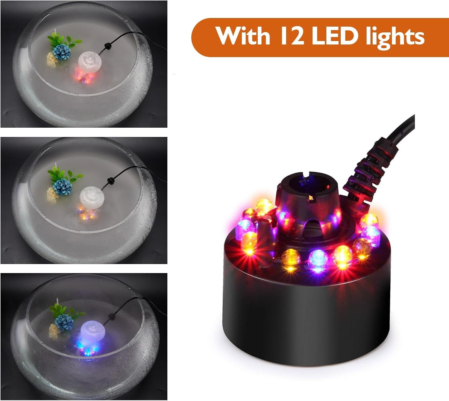 AGPTEK 12 LED Mist Maker for Ponds and Fountains