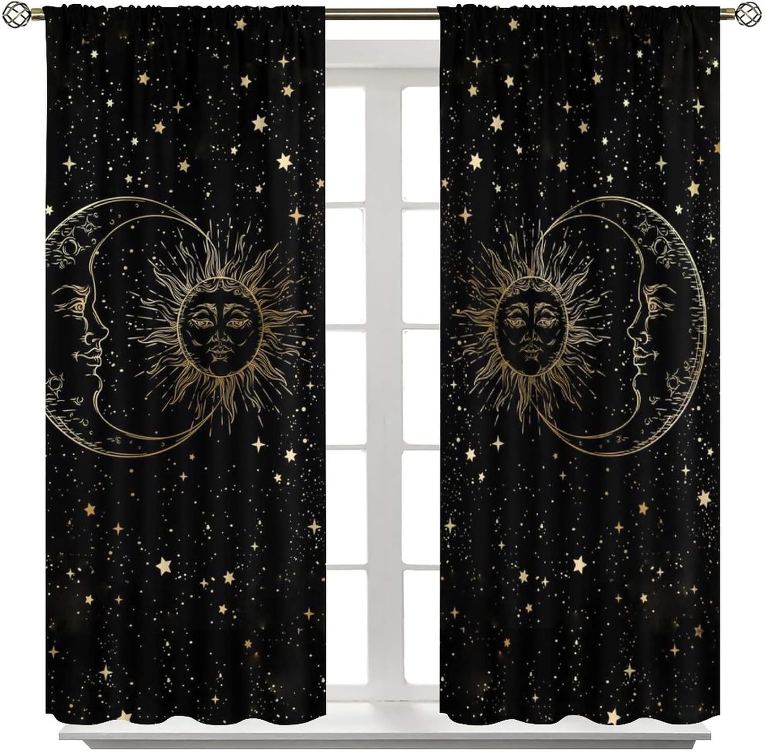 NC Sun Moon Stars Art Curtain 42x45in