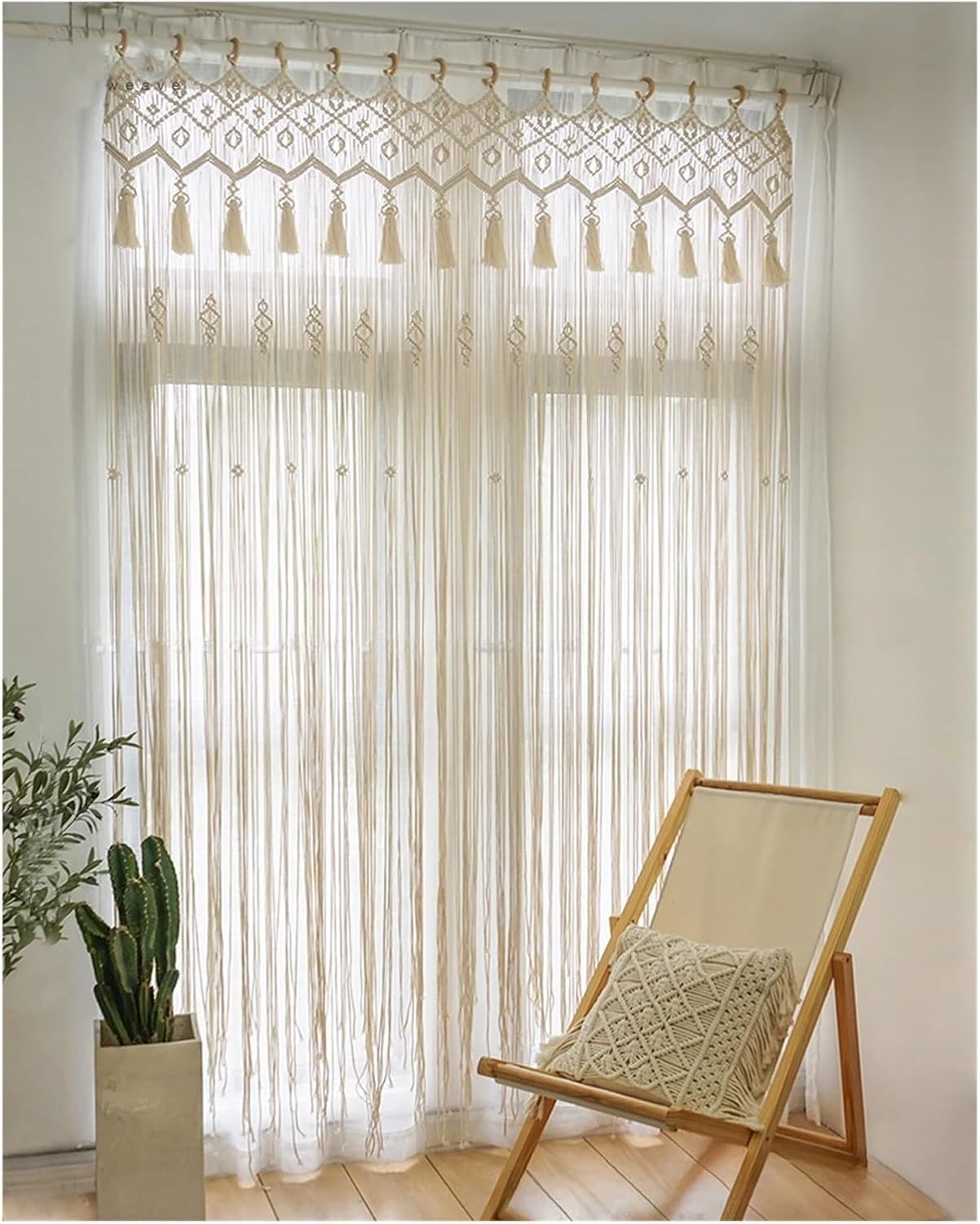 Elegant Cotton Rope Tassel Woven Door Curtain