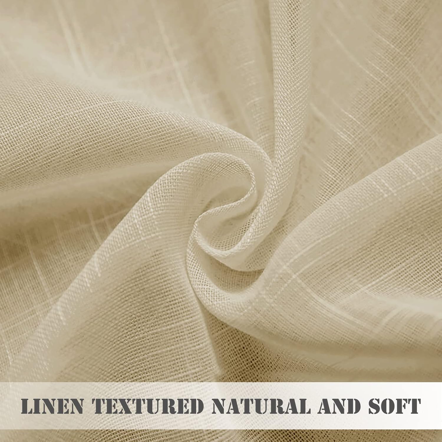 Pony Dance Front Door Curtain - 30x72 Soft Beige Faux Linen Panel