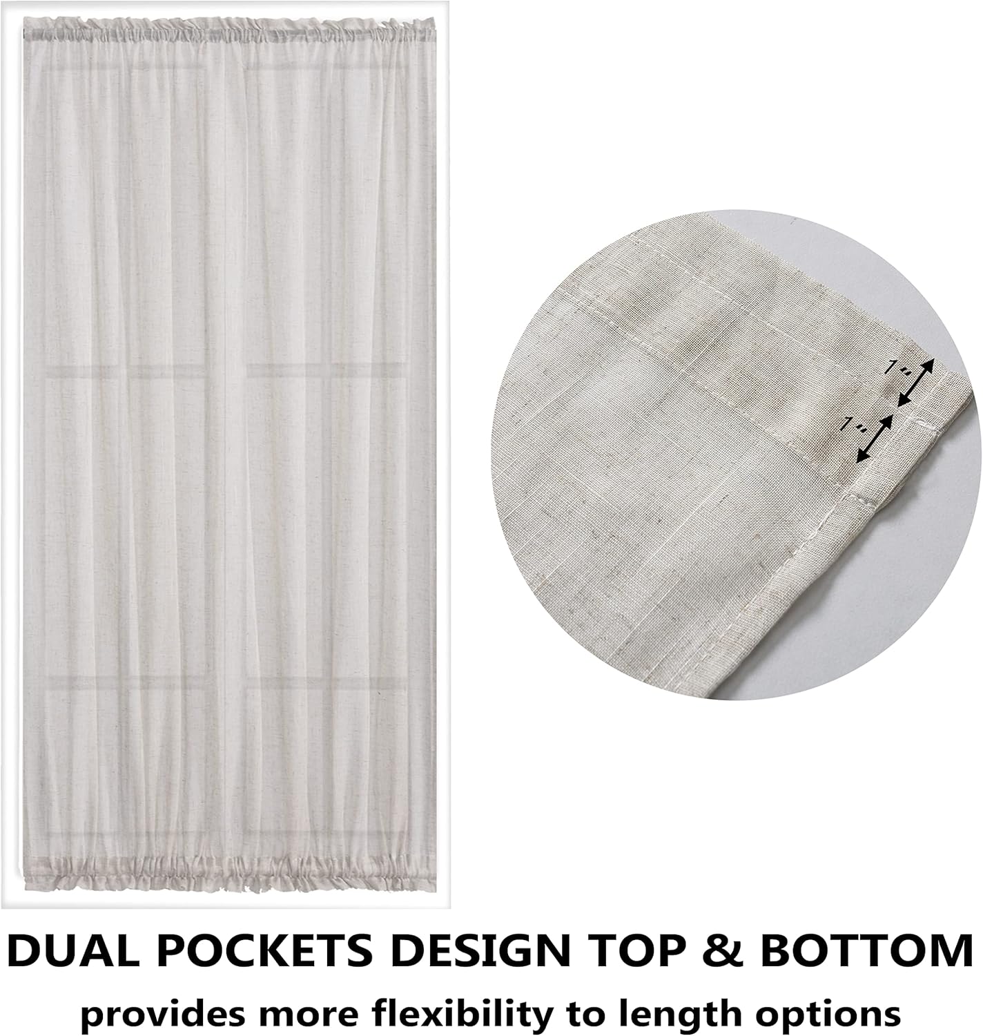 Demetex French Door Curtain 2 Panels 30x72 Beige